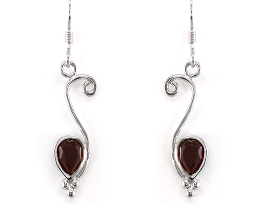 1.5 Carat Genuine Dark Red Garnet 925 Sterling Silver Dangle Fine Earrings XFE8007-1