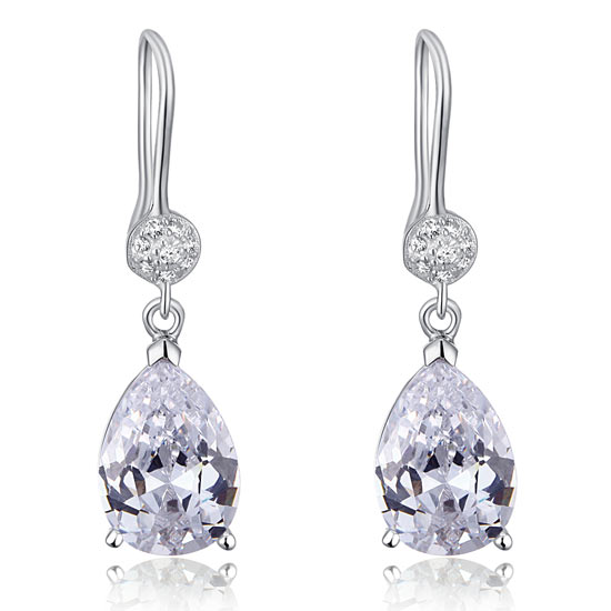 4 Carat Pear Cut Created Diamond 925 Sterling Silver Dangle Earrings XFE8012-2