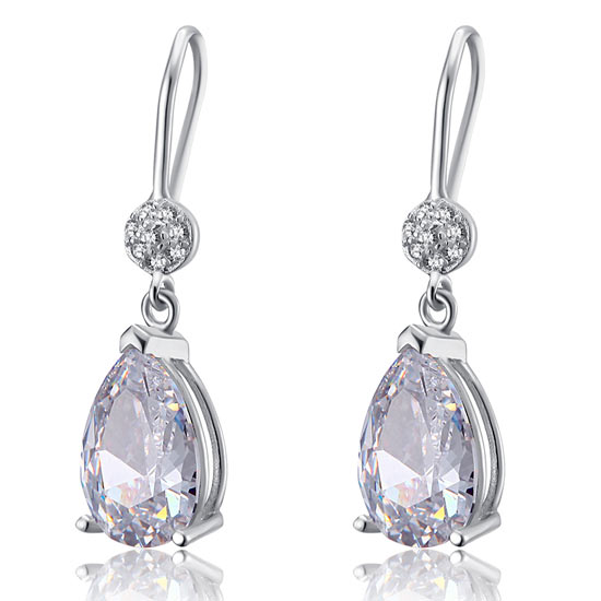 4 Carat Pear Cut Created Diamond 925 Sterling Silver Dangle Earrings XFE8012-3