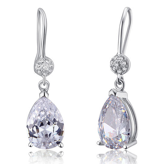 4 Carat Pear Cut Created Diamond 925 Sterling Silver Dangle Earrings XFE8012-0