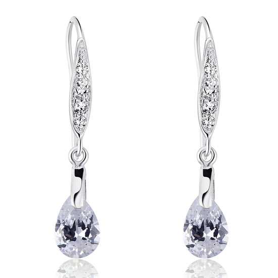 2 Carat Pear Cut Created Diamond 925 Sterling Silver Dangle Earrings XFE8018-2
