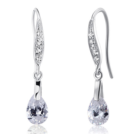 2 Carat Pear Cut Created Diamond 925 Sterling Silver Dangle Earrings XFE8018-0