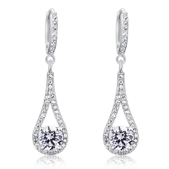 1 Carat Round Cut Solid 925 Sterling Silver Bridal Wedding Dangle Earrings Jewelry XFE8019-0