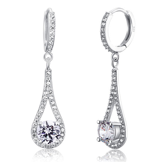 1 Carat Round Cut Solid 925 Sterling Silver Bridal Wedding Dangle Earrings Jewelry XFE8019-2
