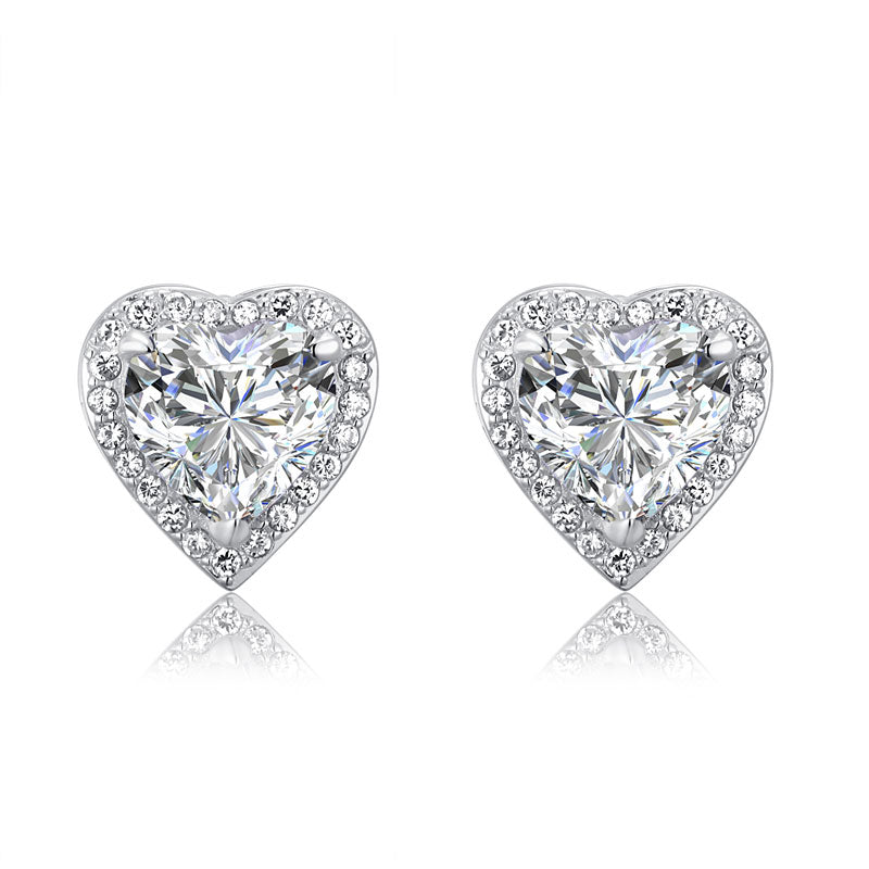 3 Carat Created Diamond 925 Sterling Silver Heart Stud Earrings XFE8021-1