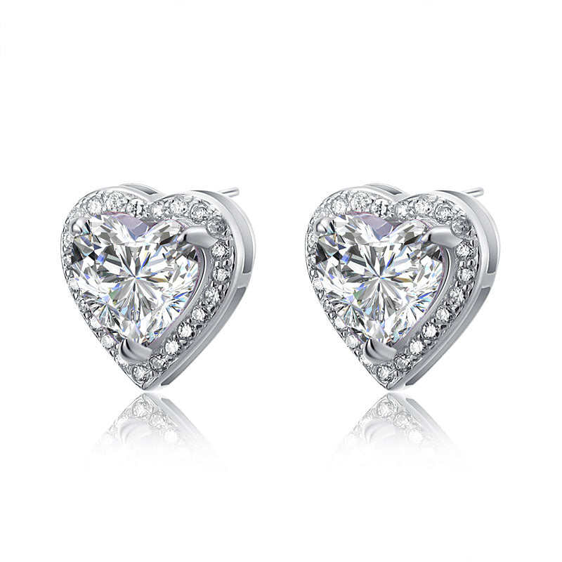 3 Carat Created Diamond 925 Sterling Silver Heart Stud Earrings XFE8021-2