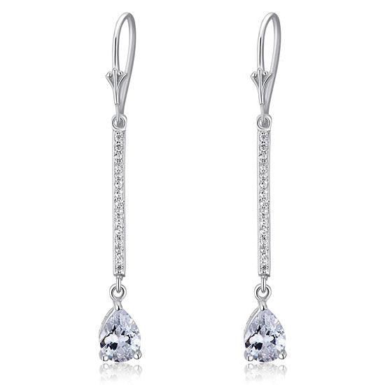 1 Carat Pear Cut Created Diamond  925 Sterling Silver Dangle Earrings XFE8025-2