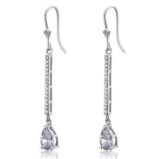 1 Carat Pear Cut Created Diamond  925 Sterling Silver Dangle Earrings XFE8025-3