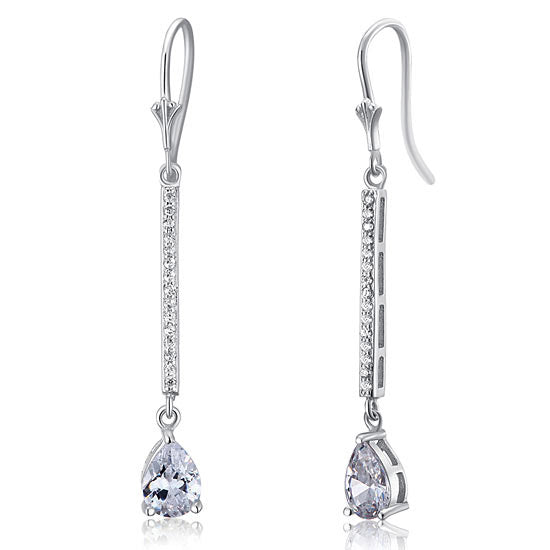1 Carat Pear Cut Created Diamond  925 Sterling Silver Dangle Earrings XFE8025-0
