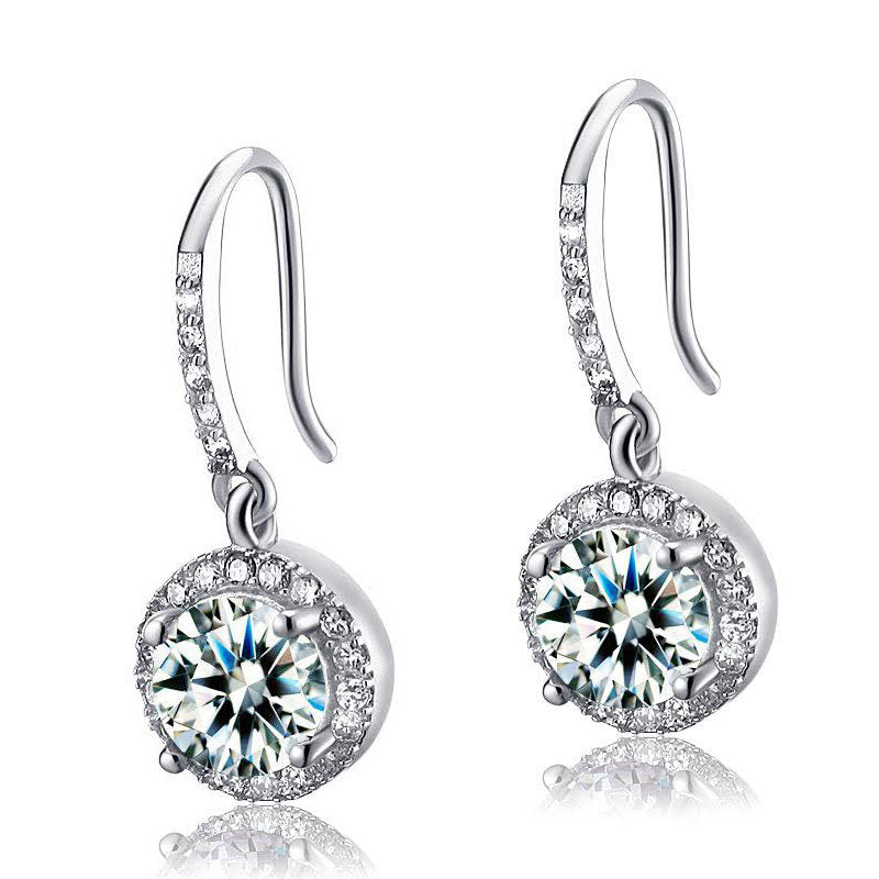 1.5 Carat Created Diamond 925 Sterling Silver Dangle Earrings XFE8026-3