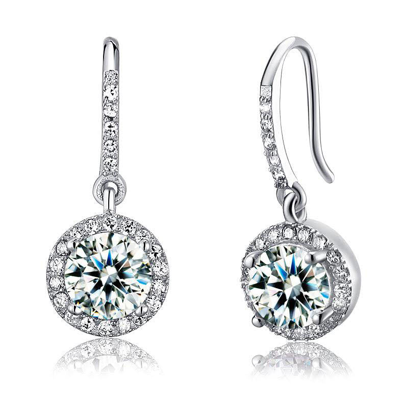 1.5 Carat Created Diamond 925 Sterling Silver Dangle Earrings XFE8026-0
