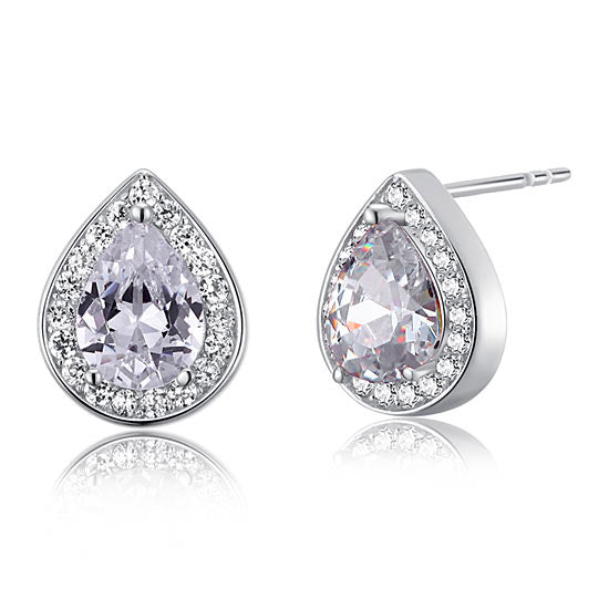 1 Carat Pear Cut Created Diamond 925 Sterling Silver Stud Earrings XFE8032-0