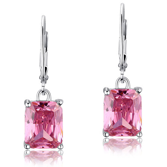 4 Carat Pink Created Sapphire 925 Sterling Silver Dangle Earrings XFE8036-2