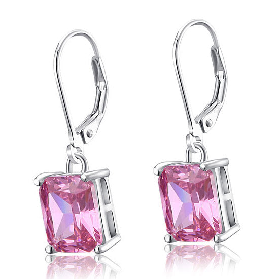 4 Carat Pink Created Sapphire 925 Sterling Silver Dangle Earrings XFE8036-3