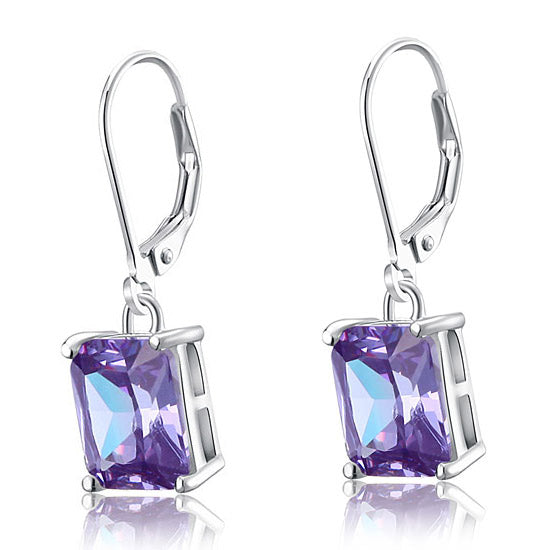 4 Carat Purple Created Sapphire 925 Sterling Silver Dangle Earrings XFE8037-3