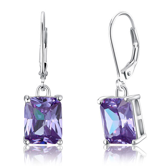 4 Carat Purple Created Sapphire 925 Sterling Silver Dangle Earrings XFE8037-0