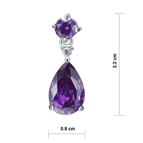 3 Carat Pear Cut Created Purple Sapphire 925 Sterling Silver Dangle Earrings XFE8059-3