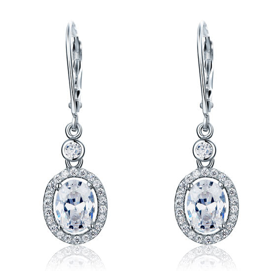 1.5 Carat Oval Cut Created Diamond 925 Sterling Silver Dangle Earrings XFE8061-2