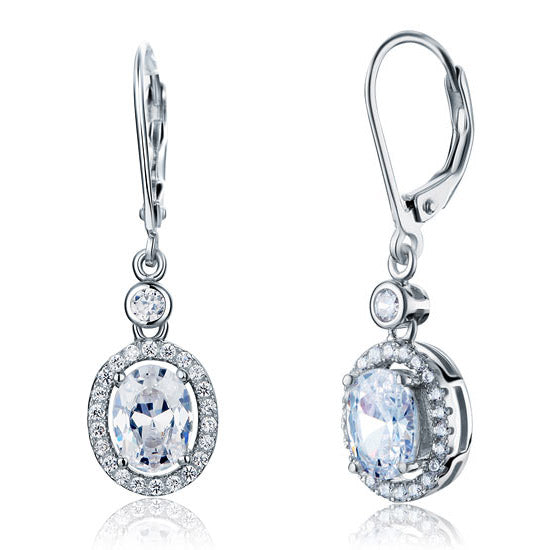 1.5 Carat Oval Cut Created Diamond 925 Sterling Silver Dangle Earrings XFE8061-0