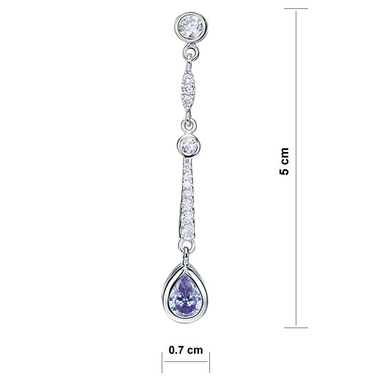 Purple Created Sapphire 925 Sterling Silver Dangle Earrings XFE8063-3