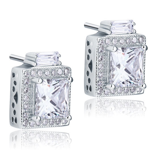 2 Carat Created Diamond Vintage Style Stud 925 Sterling Silver Earrings XFE8067-3