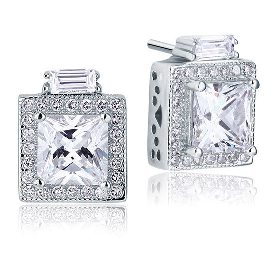 2 Carat Created Diamond Vintage Style Stud 925 Sterling Silver Earrings XFE8067-0