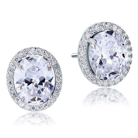 3 Carat Oval Cut Created Diamond Stud 925 Sterling Silver Earrings XFE8072-0