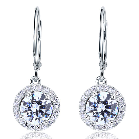 Created Diamond Dangle Drop Sterling 925 Silver Earrings XFE8073-1