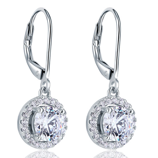 Created Diamond Dangle Drop Sterling 925 Silver Earrings XFE8073-2