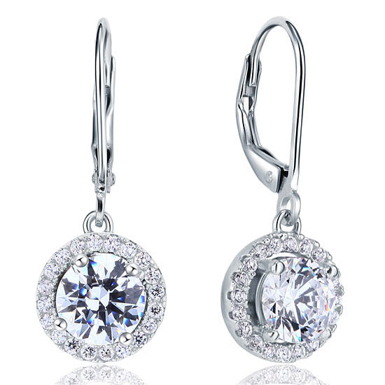Created Diamond Dangle Drop Sterling 925 Silver Earrings XFE8073-0