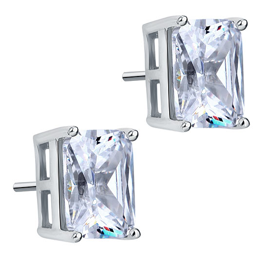 4 Carat Created Diamond Stud 925 Sterling Silver Earrings XFE8087-1