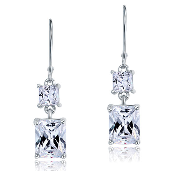 8 Carat Princess Cut Created Diamond Dangle Drop 925 Sterling Silver Earrings XFE8095-2