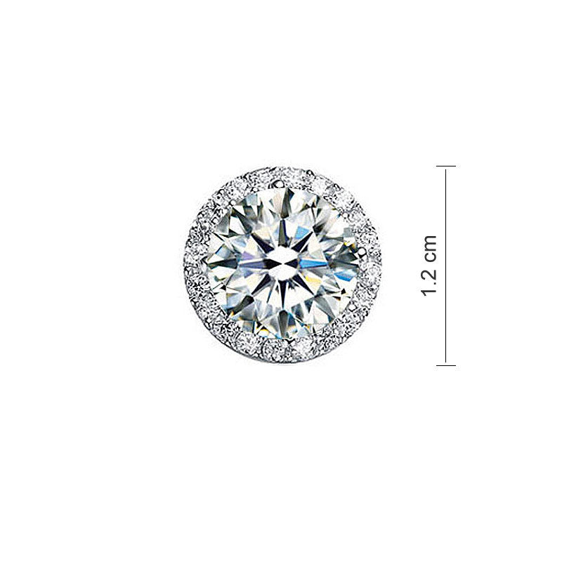 2 Carat Round Cut Created Diamond Halo Stud 925 Sterling Silver Earrings XFE8102-3