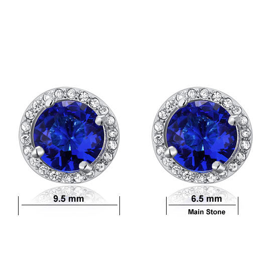 Navy Blue Created Sapphire Stud Earrings 925 Sterling Silver Jewelry XFE8109-3