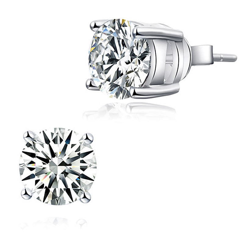 1 Carat Created Diamond Stud Earrings 925 Sterling Silver  XFE8114-0
