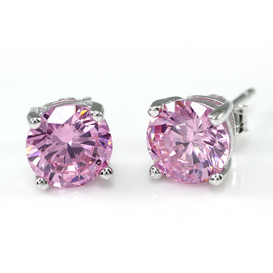1 Carat Pink Created Sapphire 925 Sterling Silver Stud Earrings XFE8115-0