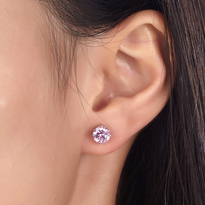 1 Carat Pink Created Sapphire 925 Sterling Silver Stud Earrings XFE8115-1