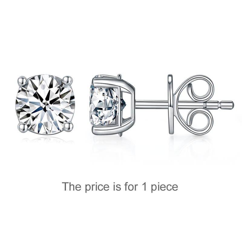 1 Carat Moissanite Diamond Men's Earrings (1 Piece) 925 Sterling Silver MFE8186-0