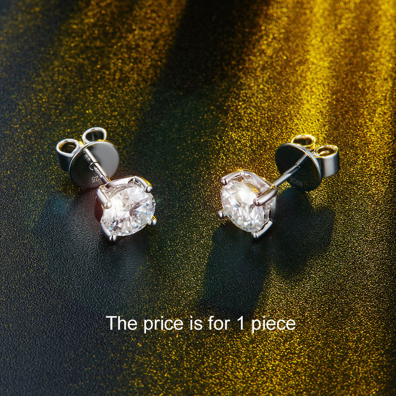 1 Carat Moissanite Diamond Men's Earrings (1 Piece) 925 Sterling Silver MFE8186-1