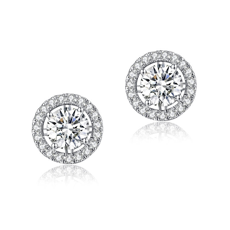 1 Carat Moissanite Diamond 4 Claws Stud Earrings 925 Sterling Silver MFE8187-3
