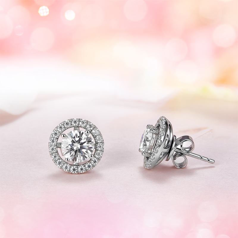 1 Carat Moissanite Diamond 4 Claws Stud Earrings 925 Sterling Silver MFE8187-2