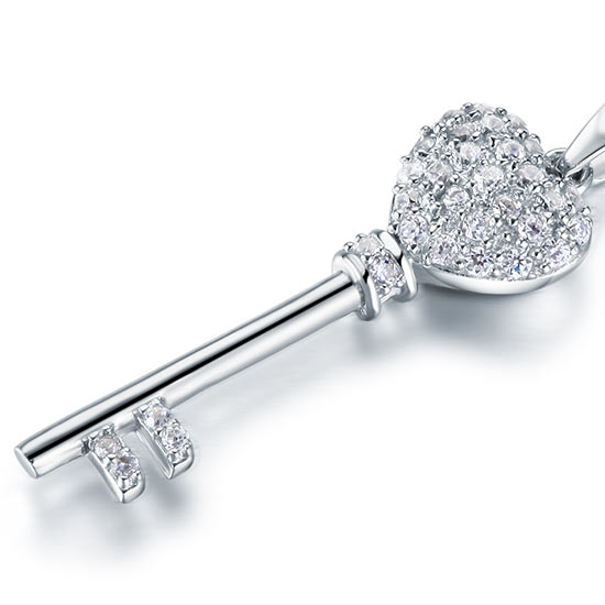 Love Key 925 Sterling Silver Cross Pendant Necklace XFN8029-3