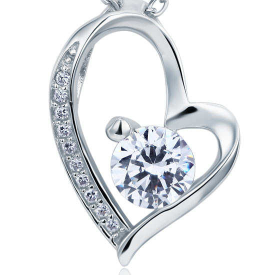 1 Carat Created Diamond Heart 925 Sterling Silver Pendant Necklace XFN8033-3