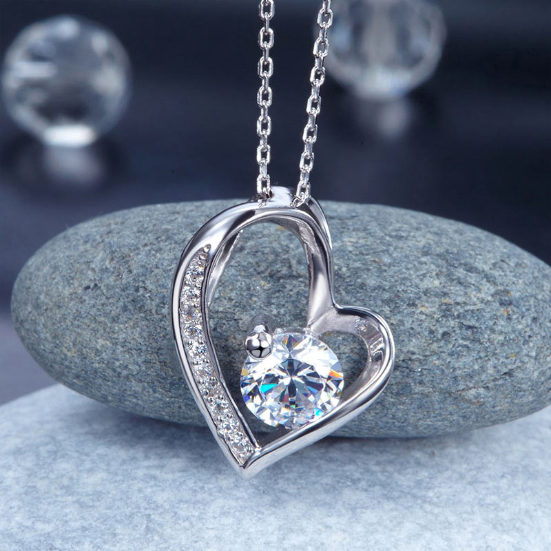 1 Carat Created Diamond Heart 925 Sterling Silver Pendant Necklace XFN8033-4