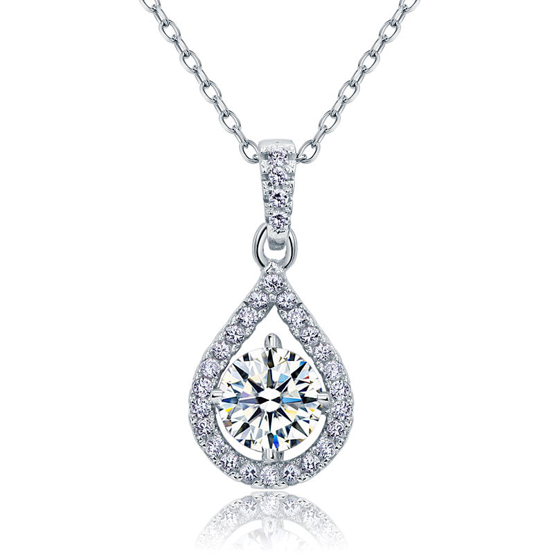1 Carat Round Cut Created Diamond Bridal 925 Sterling Silver Pendant Necklace XFN8035-0