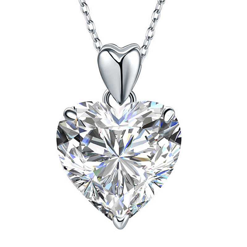 Heart Created Diamond Pendant Necklace 925 Sterling Silver Bridesmaid Wedding Jewelry XFN8043-0