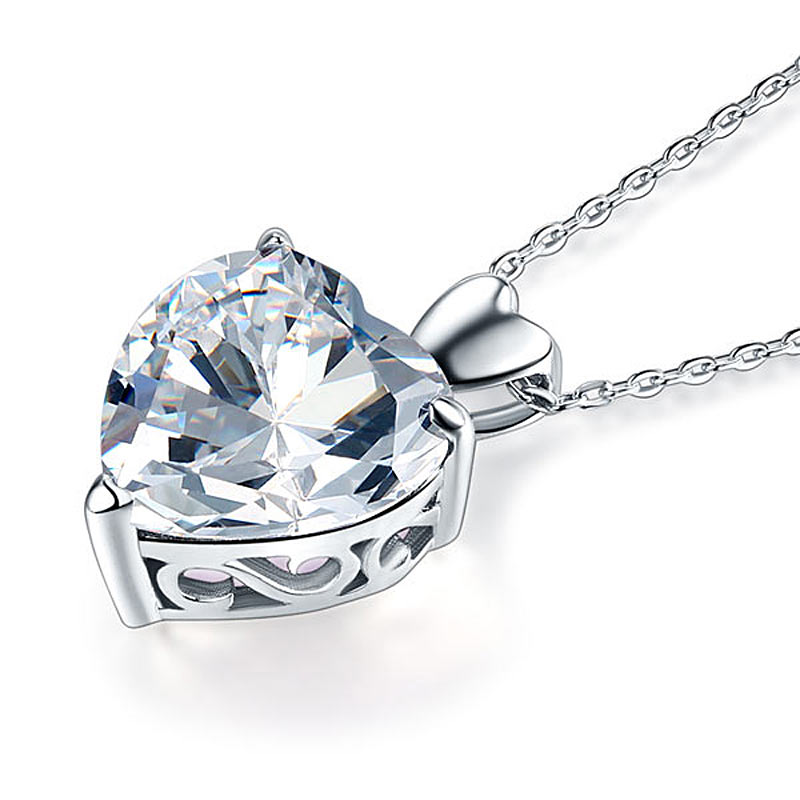 Heart Created Diamond Pendant Necklace 925 Sterling Silver Bridesmaid Wedding Jewelry XFN8043-2