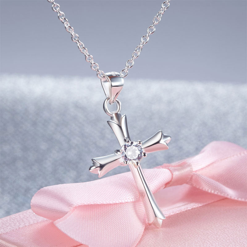 Kids Girl Cross Pendant Necklace 925 Sterling Silver Children Jewelry XFN8065-2