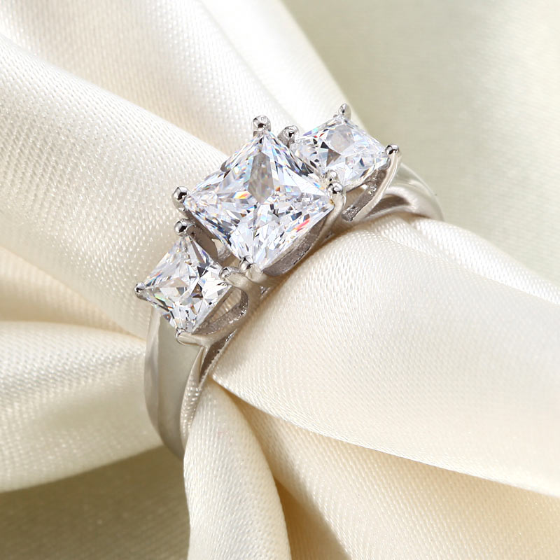 1.5 Carat 3-Stones Created Diamond 925 Sterling Silver Wedding Anniversary Ring XFR8008-4