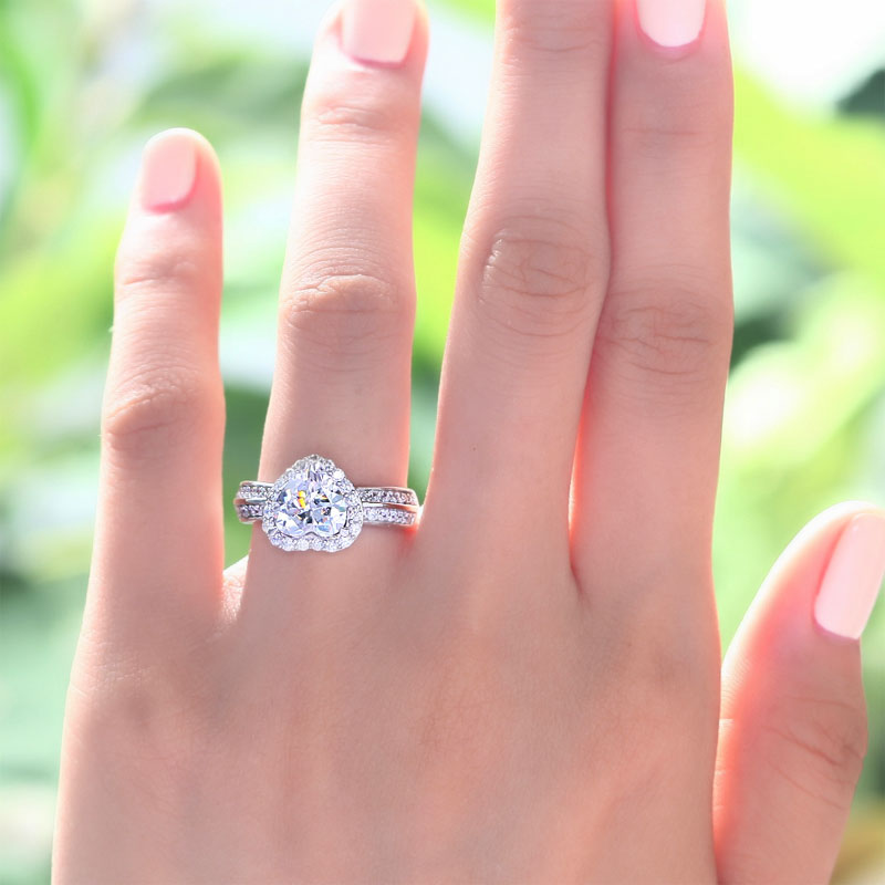 2 Carat Heart Cut Created Diamond 925 Sterling Silver Wedding Anniversary Ring XFR8011-4